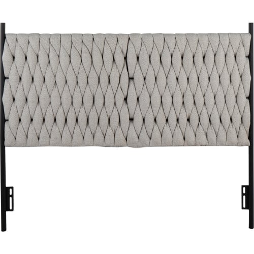 Braided Matisse Queen Headboard in Cream Fabric & Black Metal